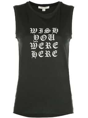 Nili Lotan graphic Black tank wish you were here